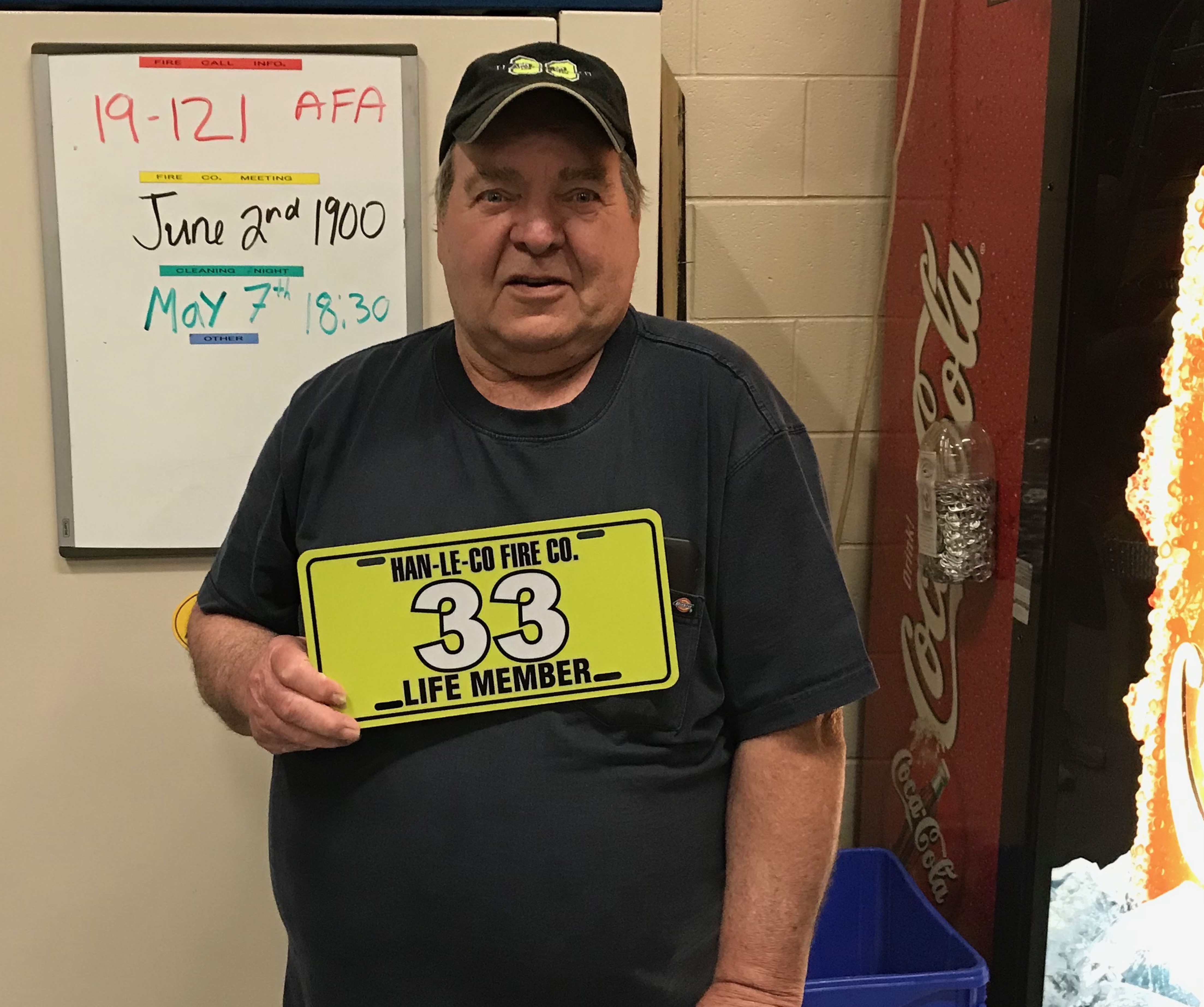 Ted with his Han-Le-Co Life Member license plate.